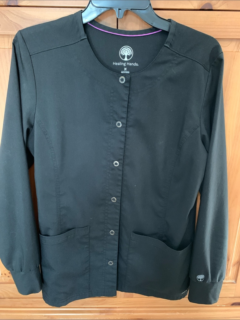 Healing Hands Black Snap-Front Medical Scrub Jacket